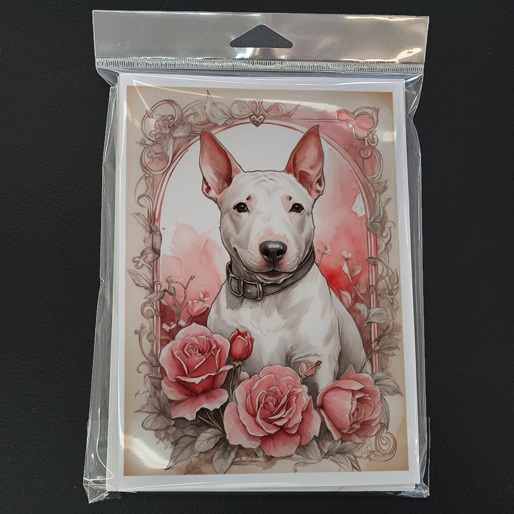 English Bull Terrier Valentine Roses Greeting Cards Pack of 8