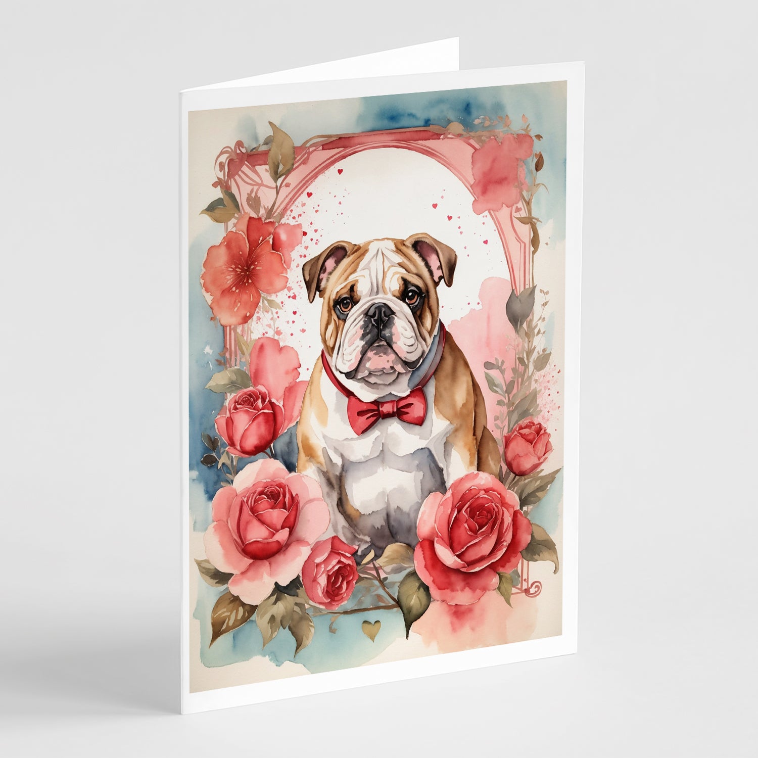 Buy this English Bulldog Valentine Roses Greeting Cards Pack of 8