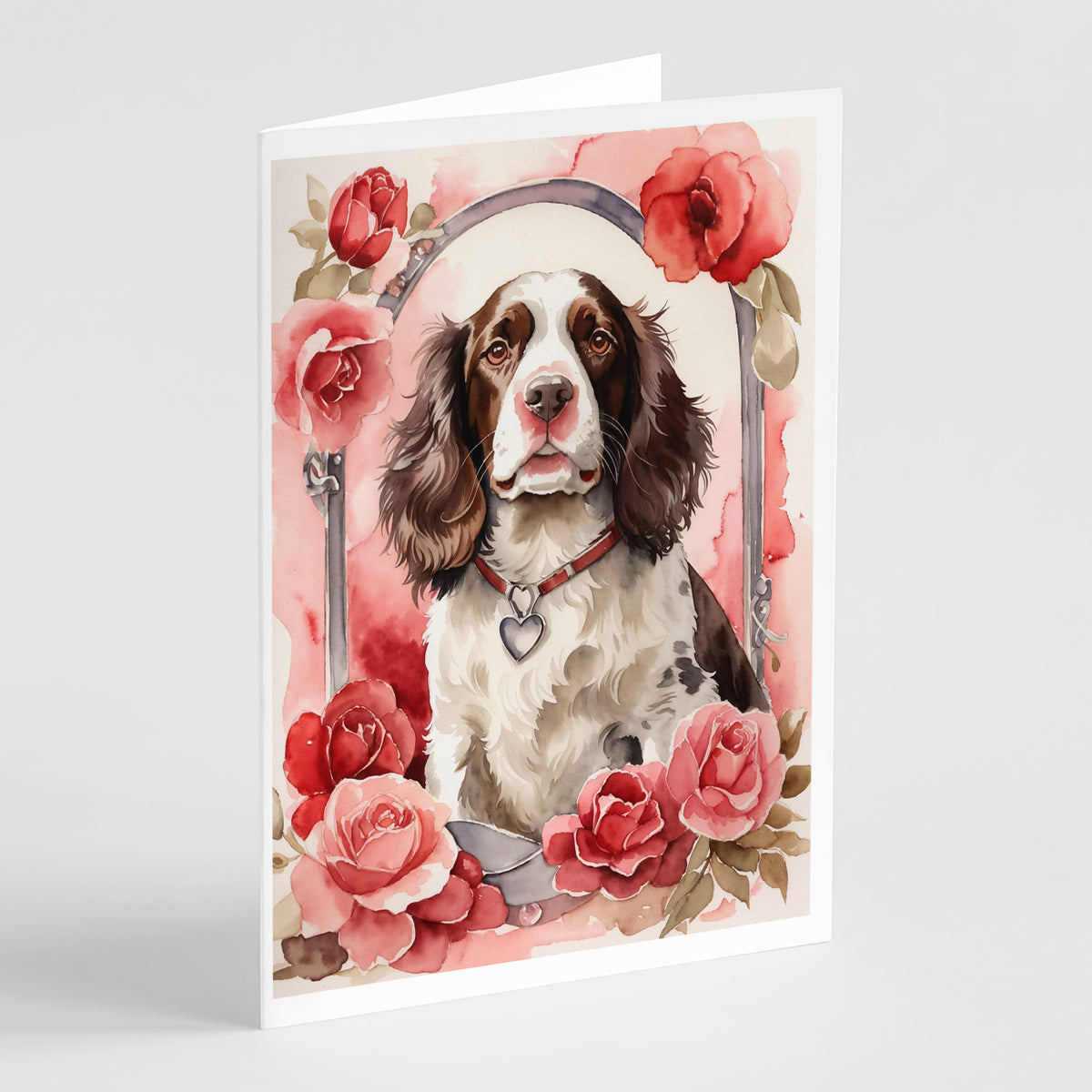 Buy this English Springer Spaniel Valentine Roses Greeting Cards Pack of 8