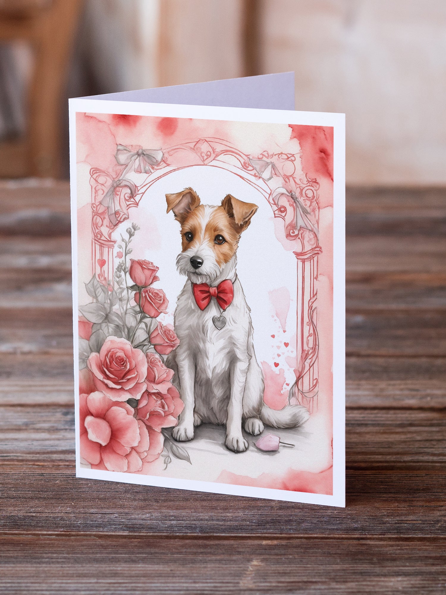 Buy this Fox Terrier Valentine Roses Greeting Cards Pack of 8