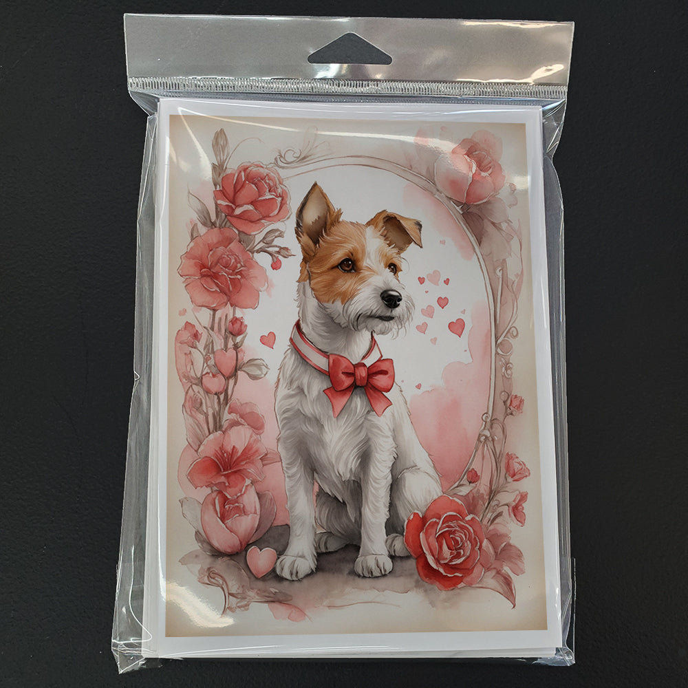 Fox Terrier Valentine Roses Greeting Cards Pack of 8