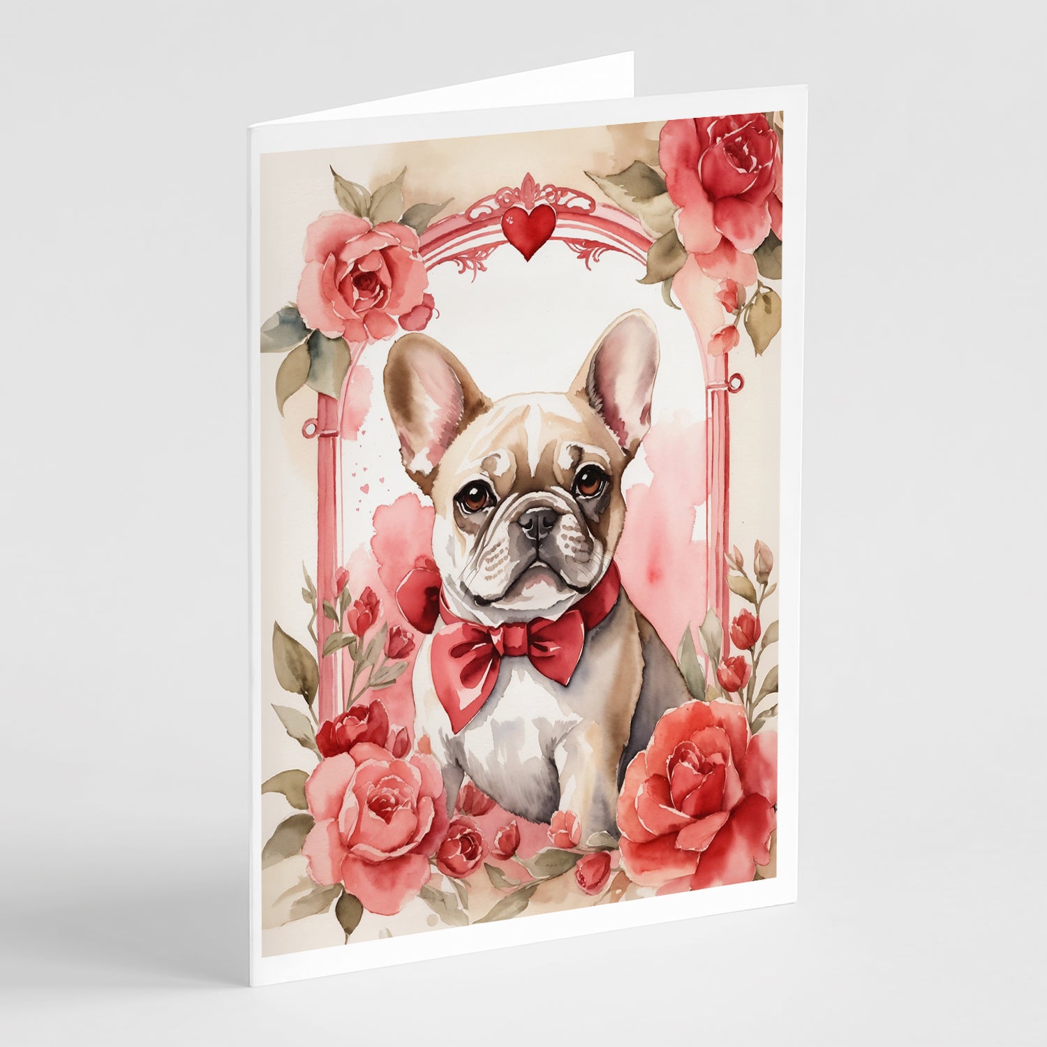 Buy this French Bulldog Valentine Roses Greeting Cards Pack of 8