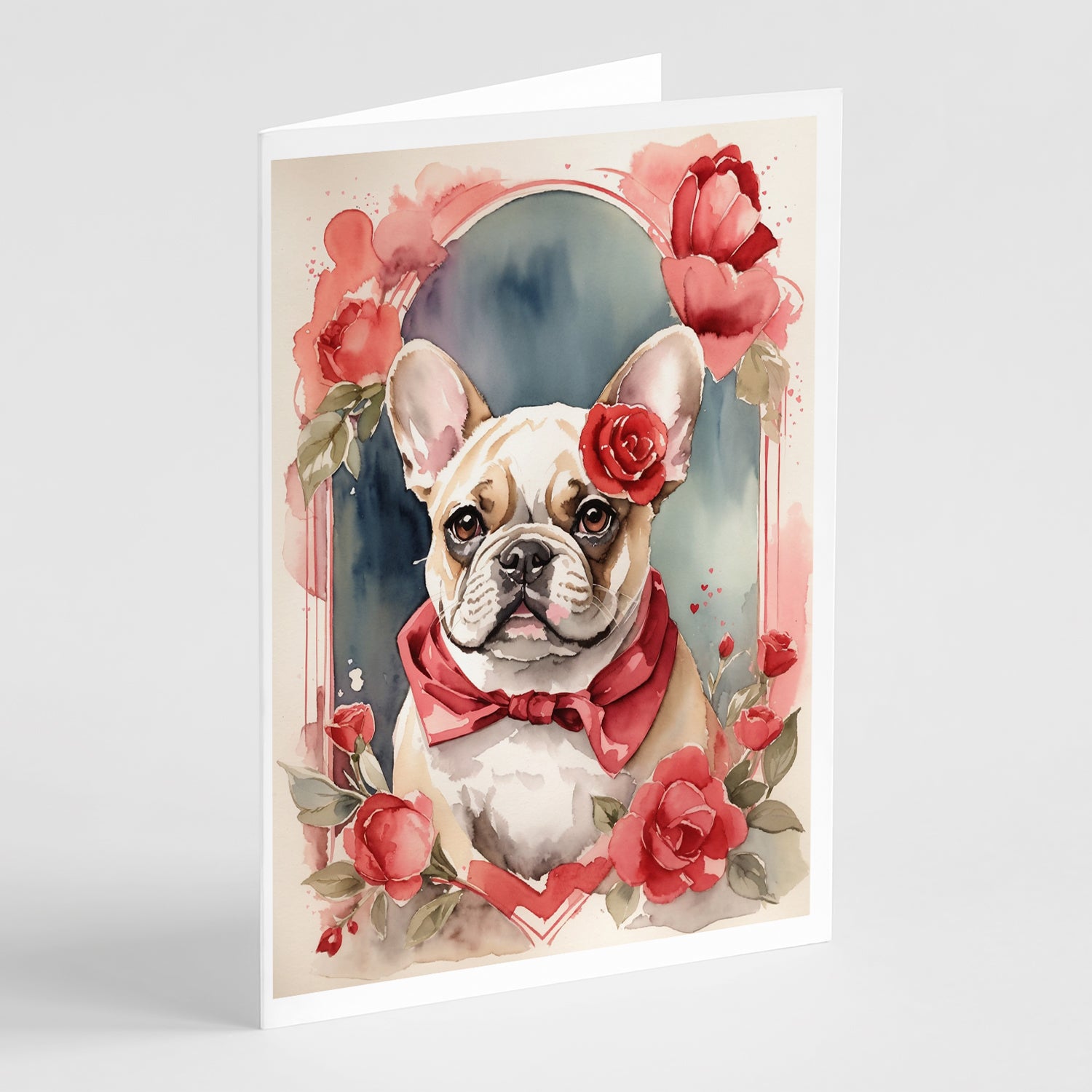 Buy this French Bulldog Valentine Roses Greeting Cards Pack of 8