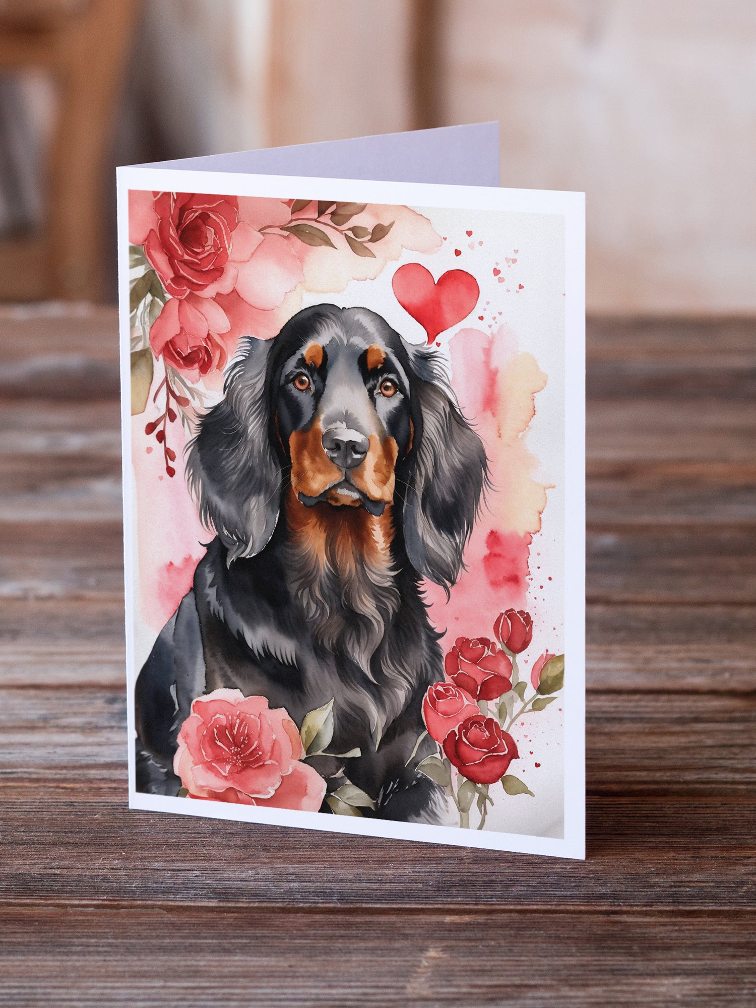 Buy this Gordon Setter Valentine Roses Greeting Cards Pack of 8