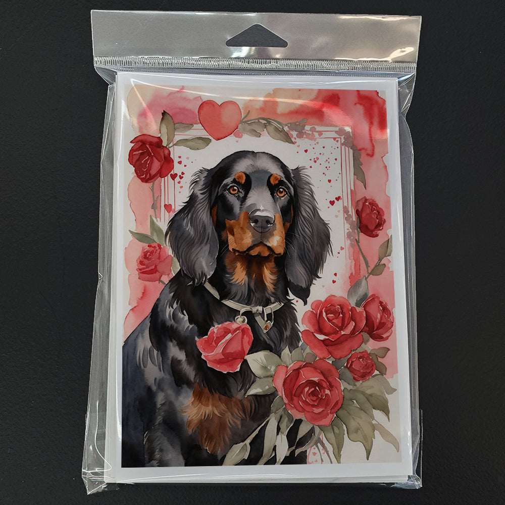 Gordon Setter Valentine Roses Greeting Cards Pack of 8