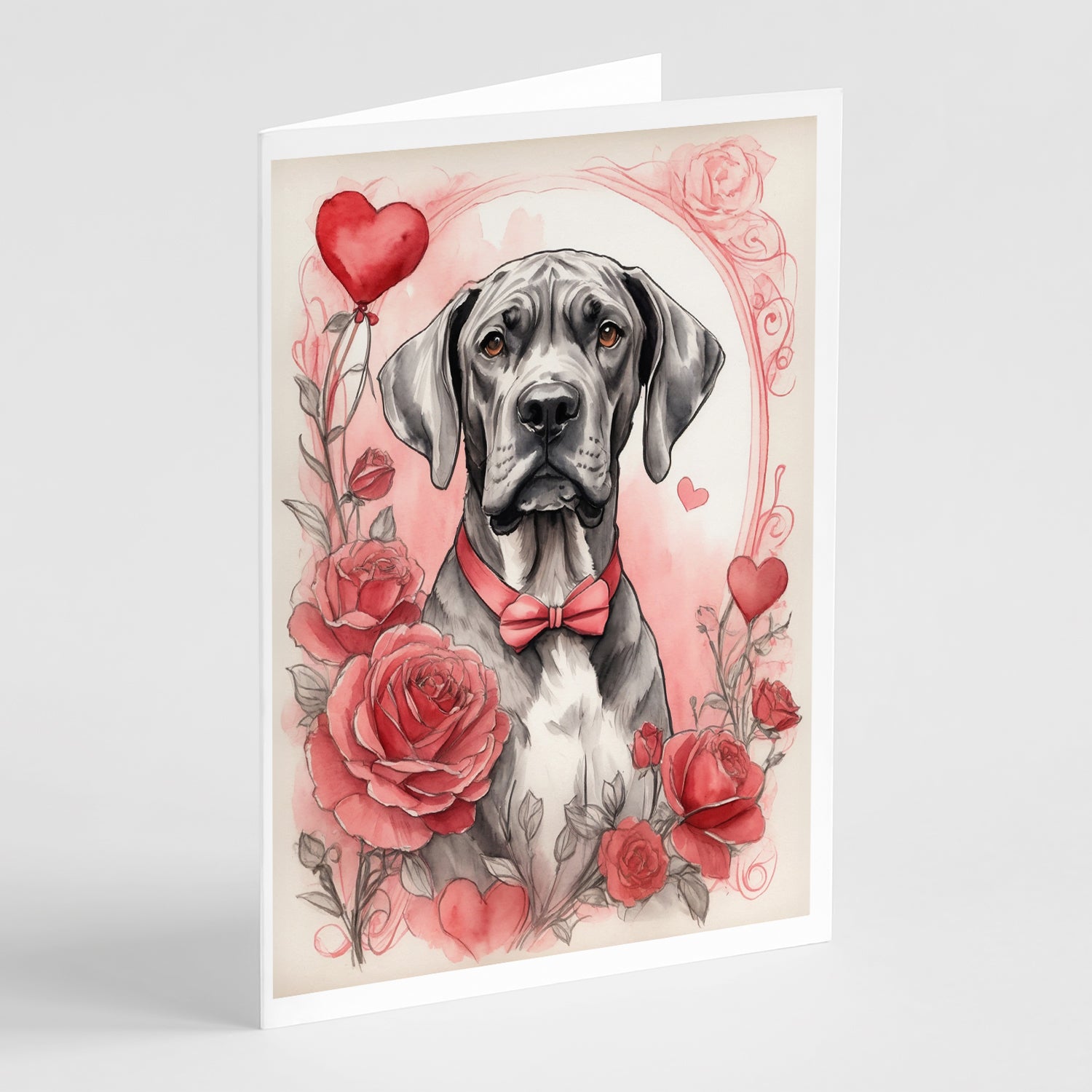 Buy this Great Dane Valentine Roses Greeting Cards Pack of 8