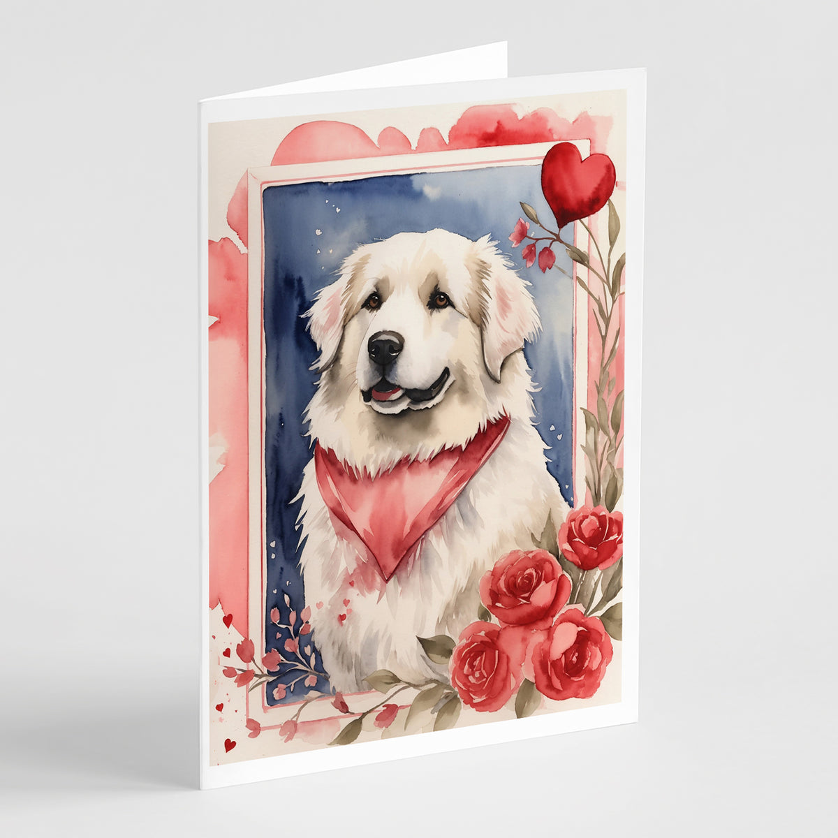 Buy this Great Pyrenees Valentine Roses Greeting Cards Pack of 8