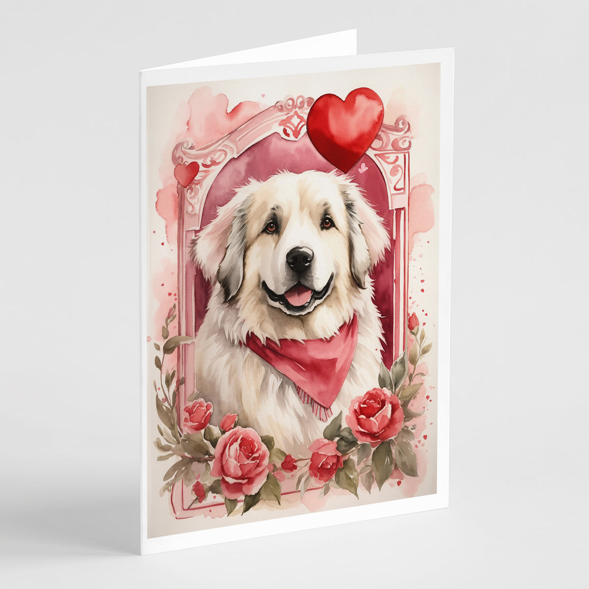 Buy this Great Pyrenees Valentine Roses Greeting Cards Pack of 8