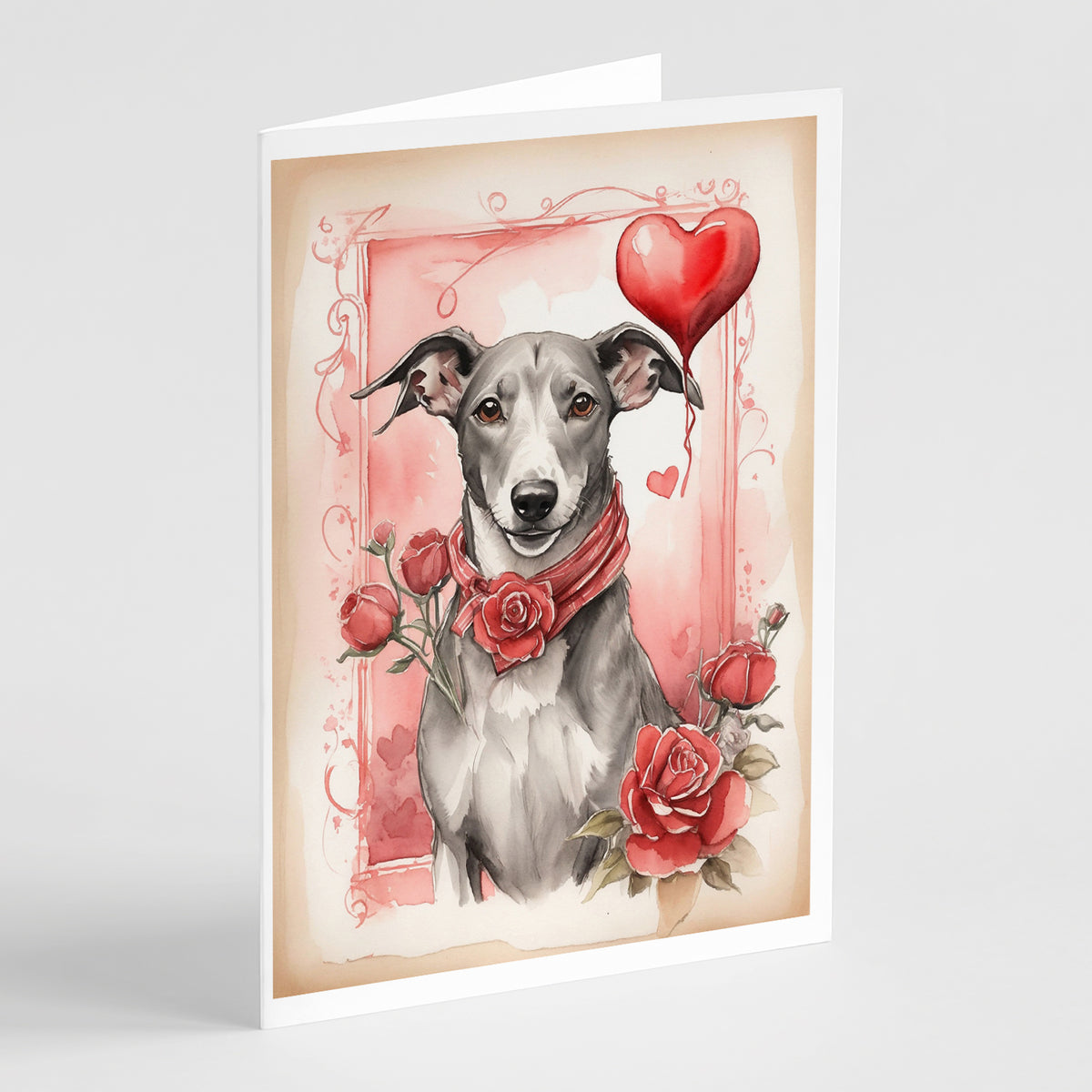 Buy this Greyhound Valentine Roses Greeting Cards Pack of 8