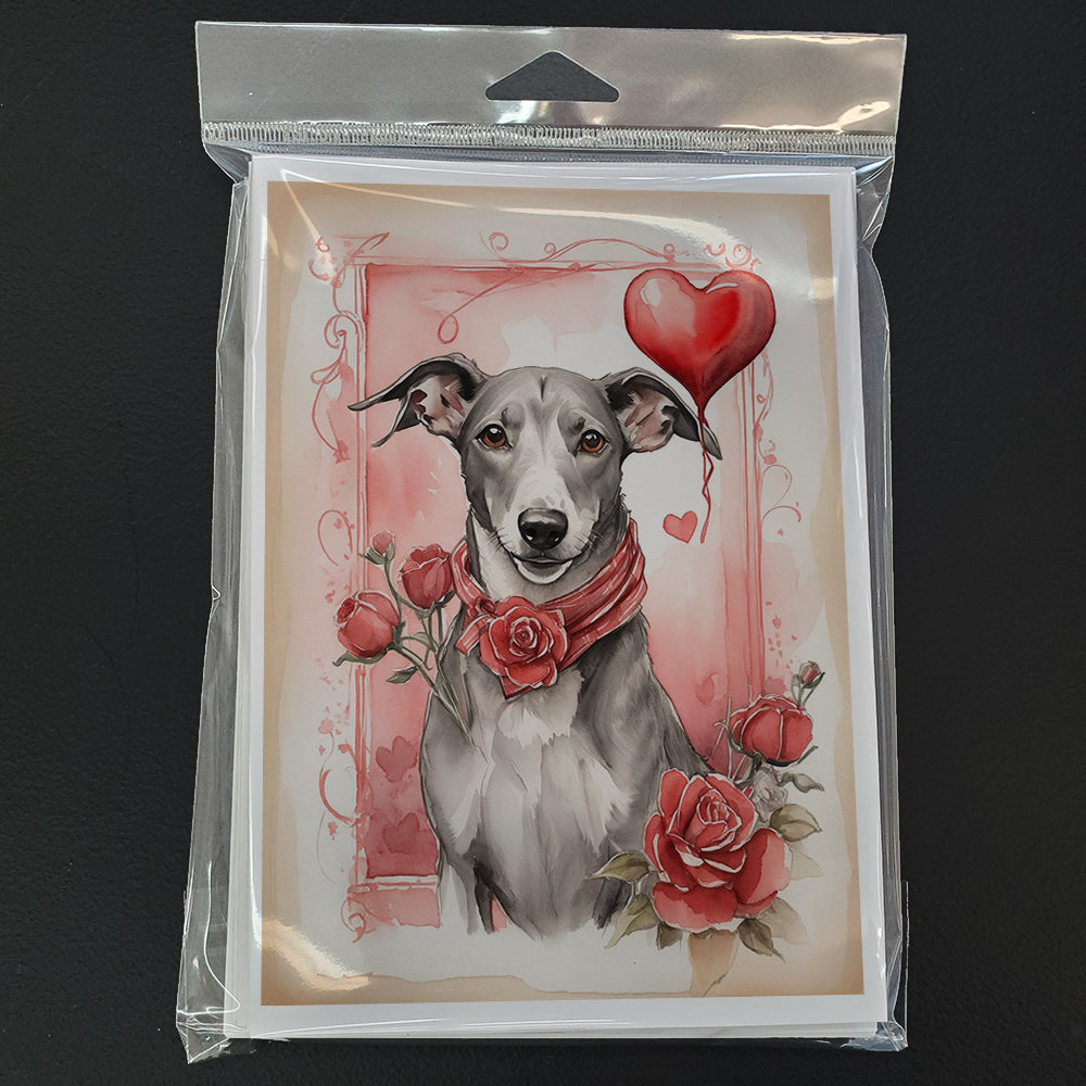Greyhound Valentine Roses Greeting Cards Pack of 8
