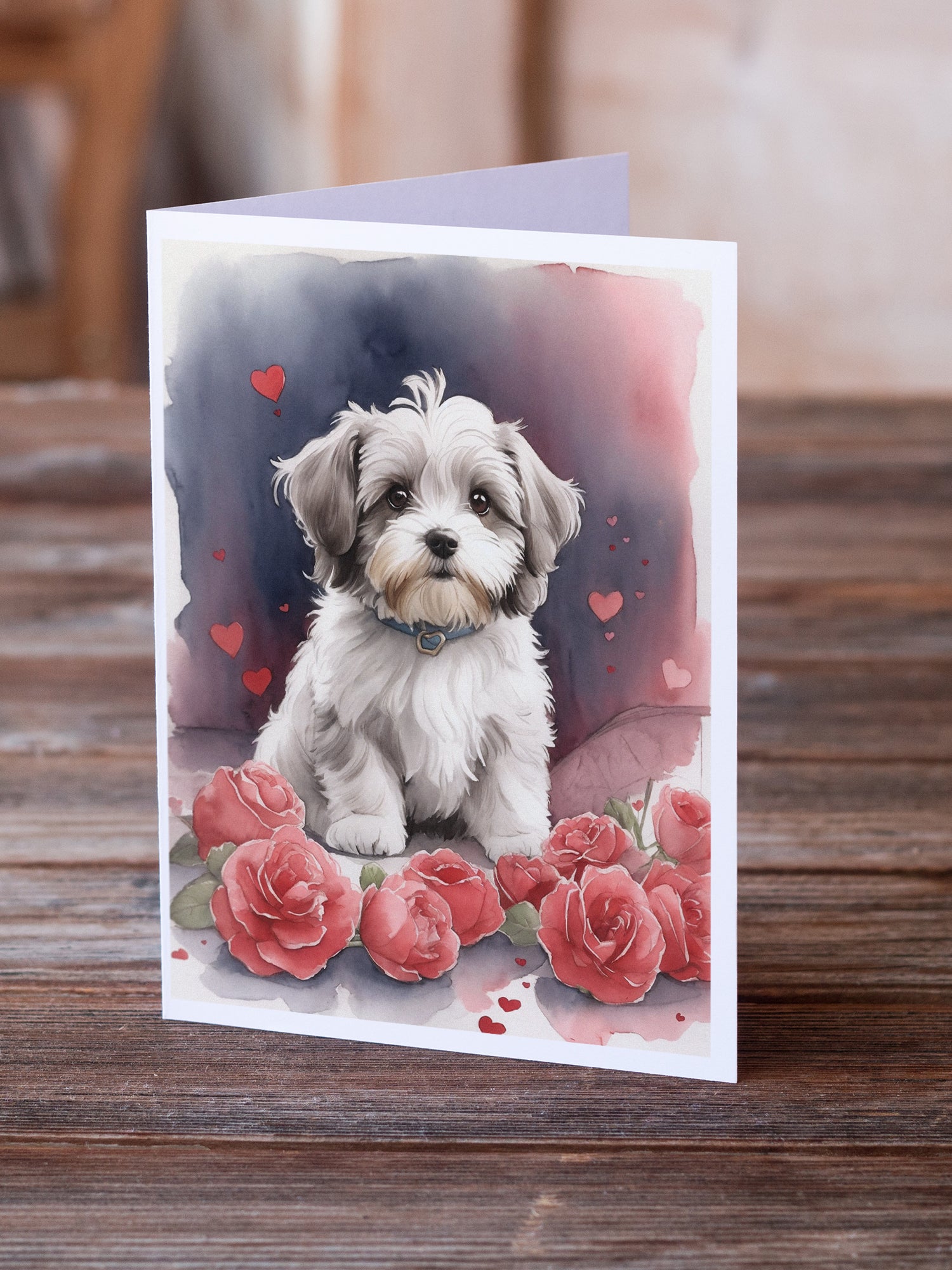 Havanese Valentine Roses Greeting Cards Pack of 8