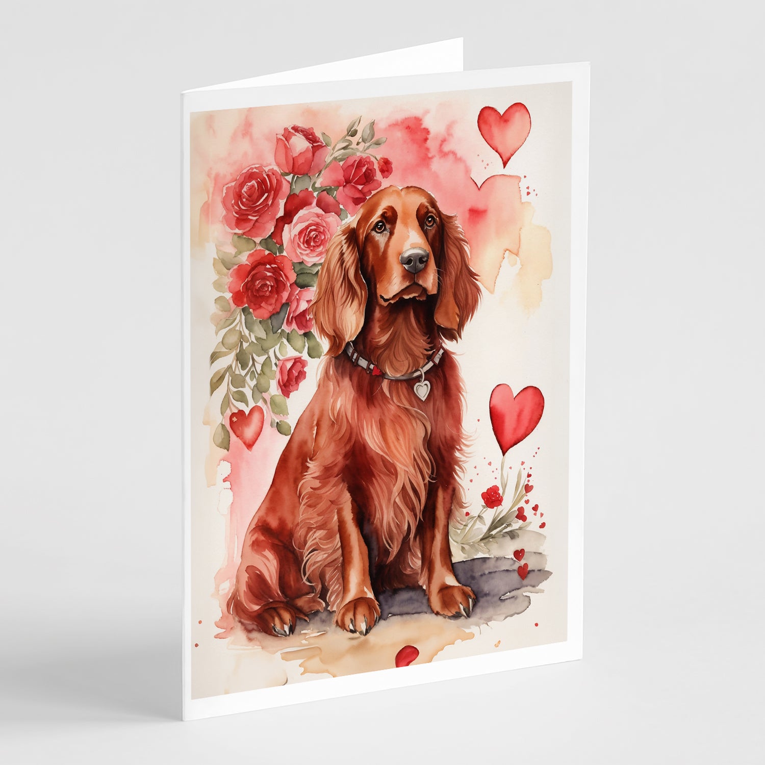 Buy this Irish Setter Valentine Roses Greeting Cards Pack of 8