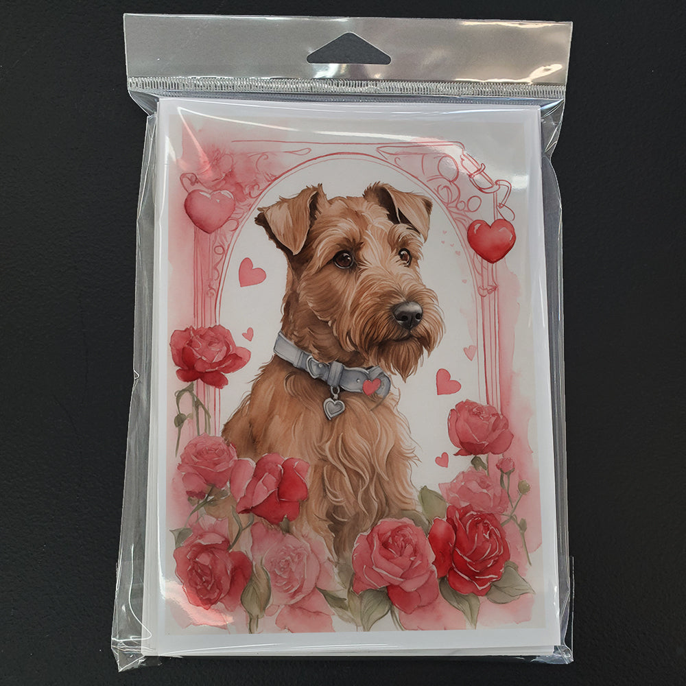 Irish Terrier Valentine Roses Greeting Cards Pack of 8