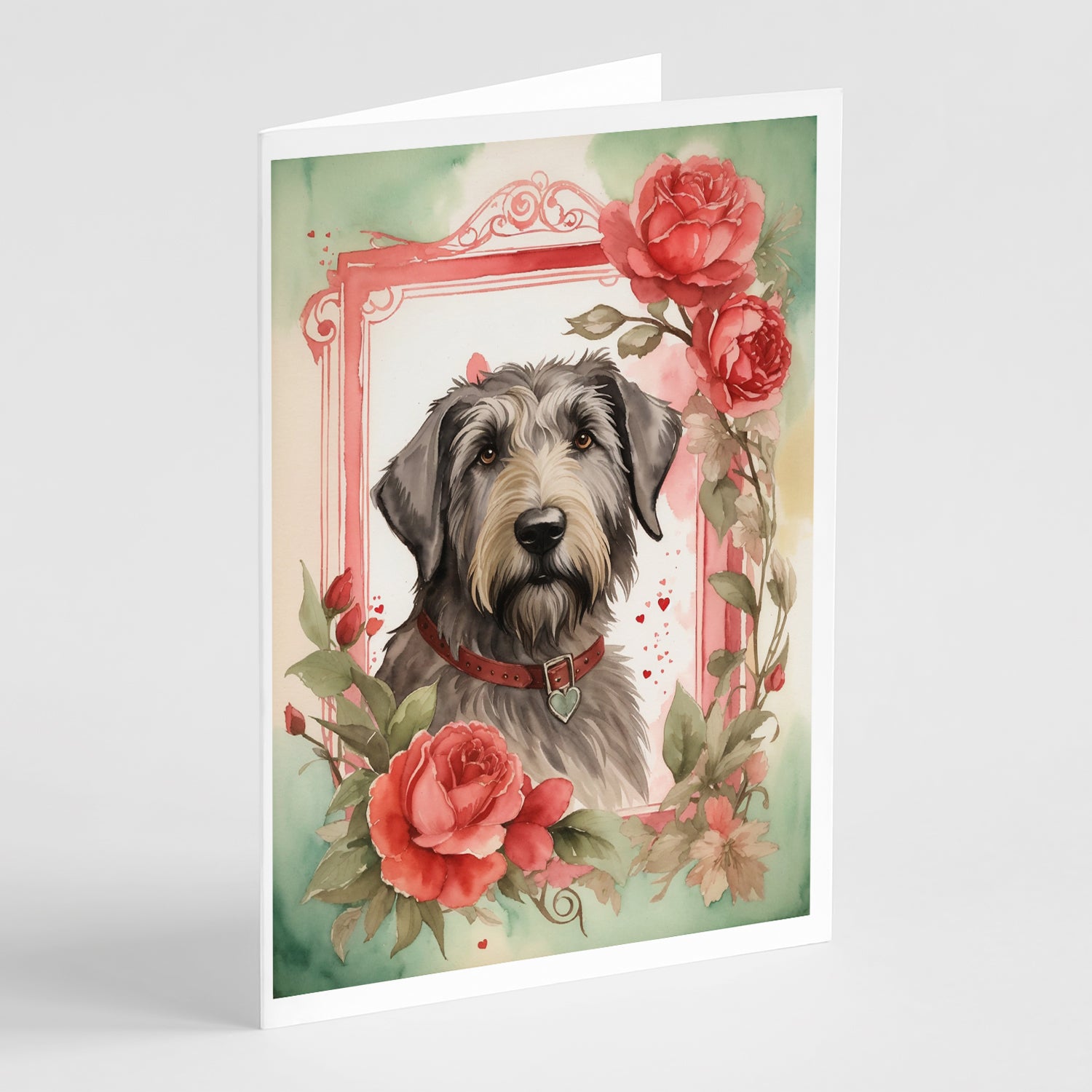 Buy this Irish Wolfhound Valentine Roses Greeting Cards Pack of 8