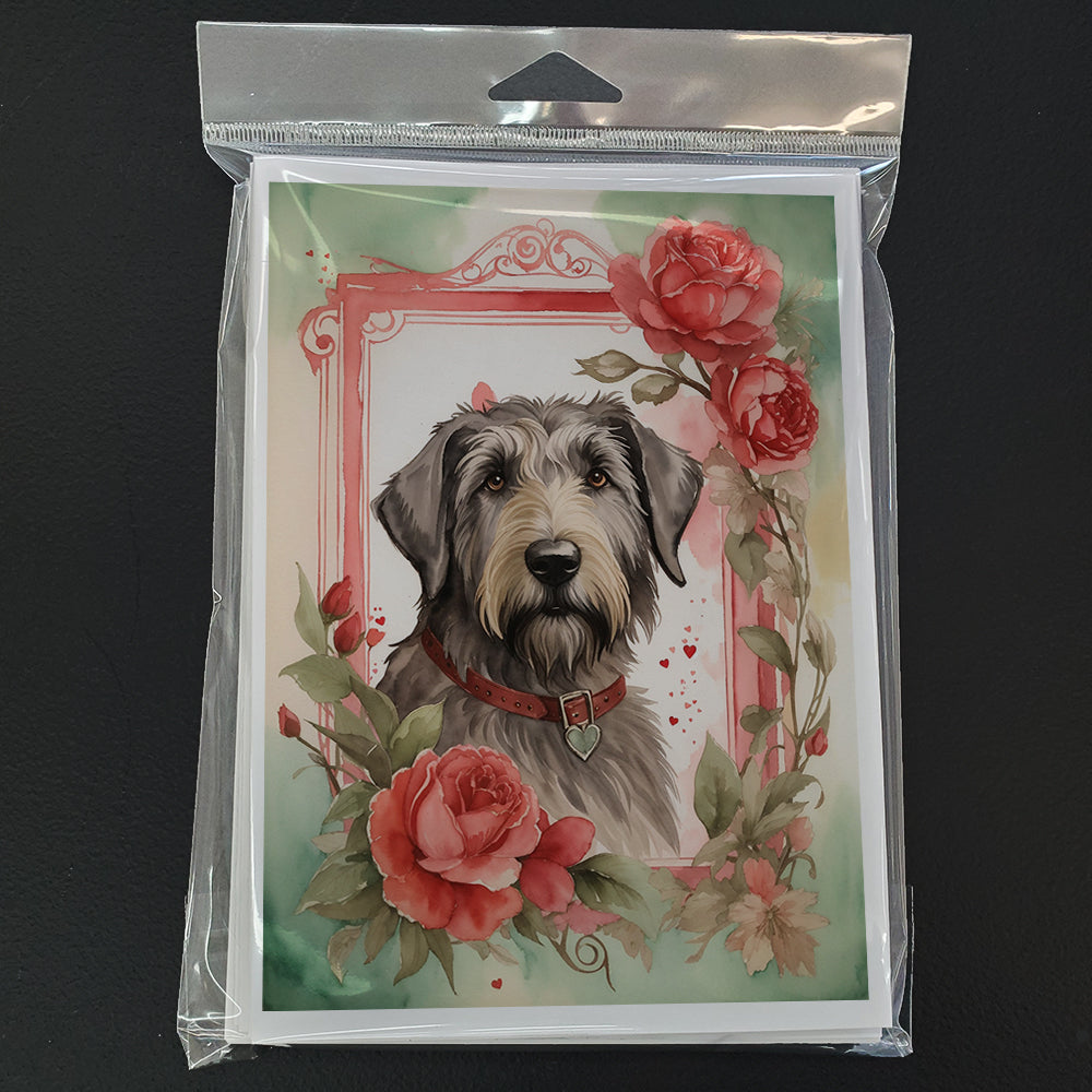 Irish Wolfhound Valentine Roses Greeting Cards Pack of 8