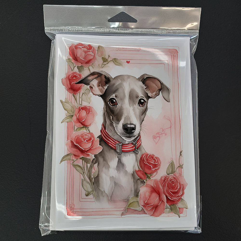 Italian Greyhound Valentine Roses Greeting Cards Pack of 8