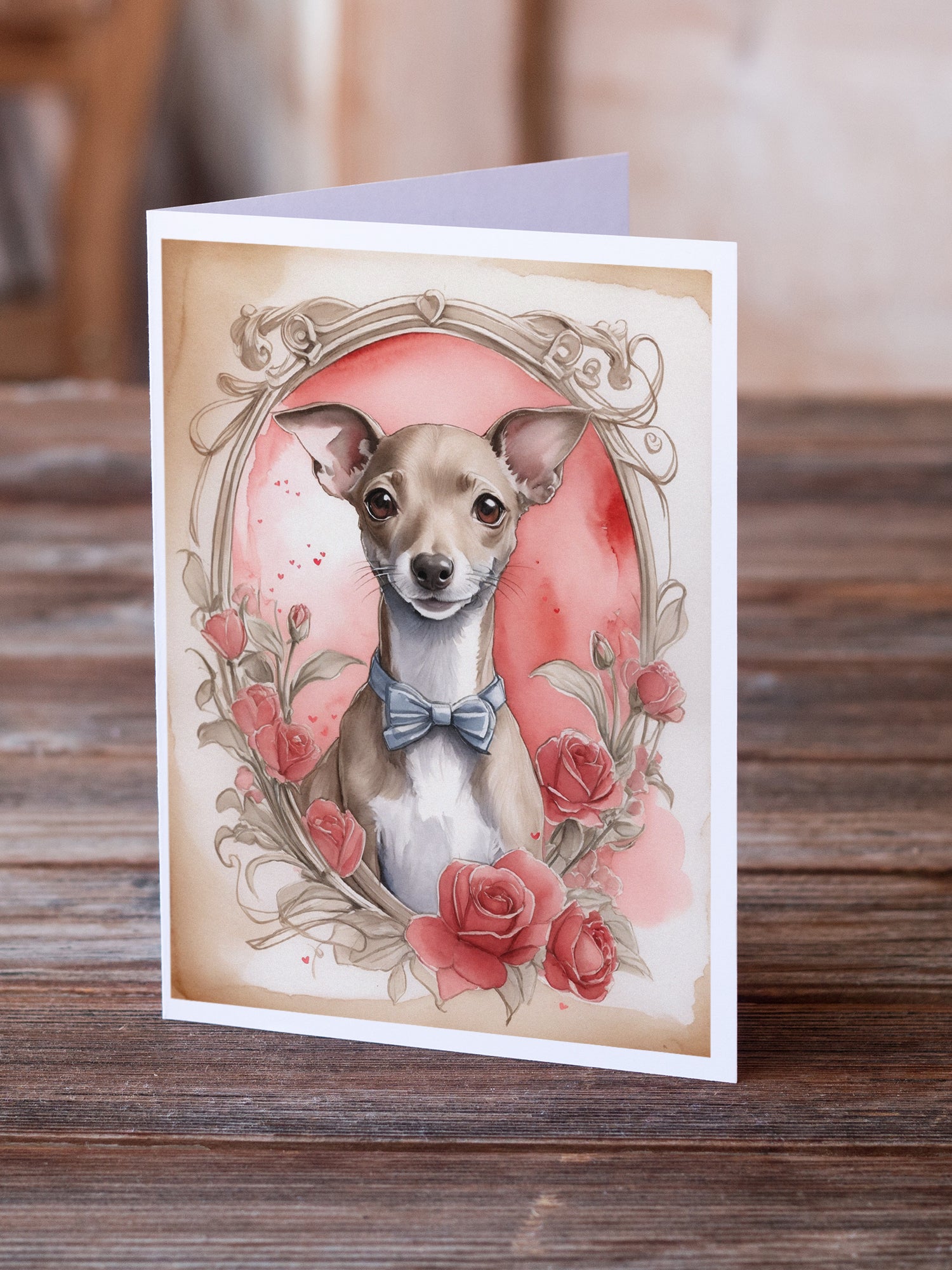 Buy this Italian Greyhound Valentine Roses Greeting Cards Pack of 8
