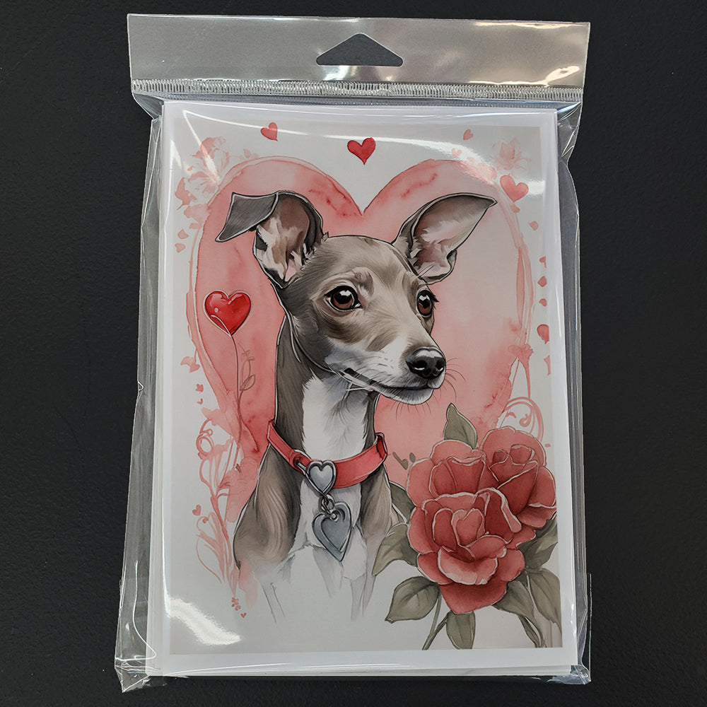Italian Greyhound Valentine Roses Greeting Cards Pack of 8