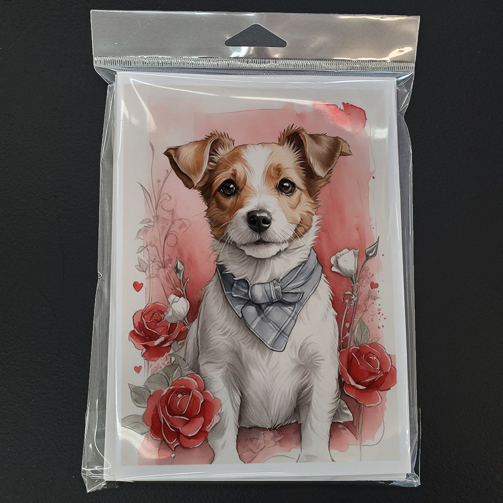 Jack Russell Terrier Valentine Roses Greeting Cards Pack of 8