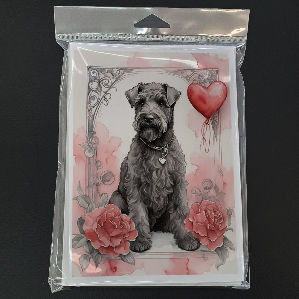 Kerry Blue Terrier Valentine Roses Greeting Cards Pack of 8