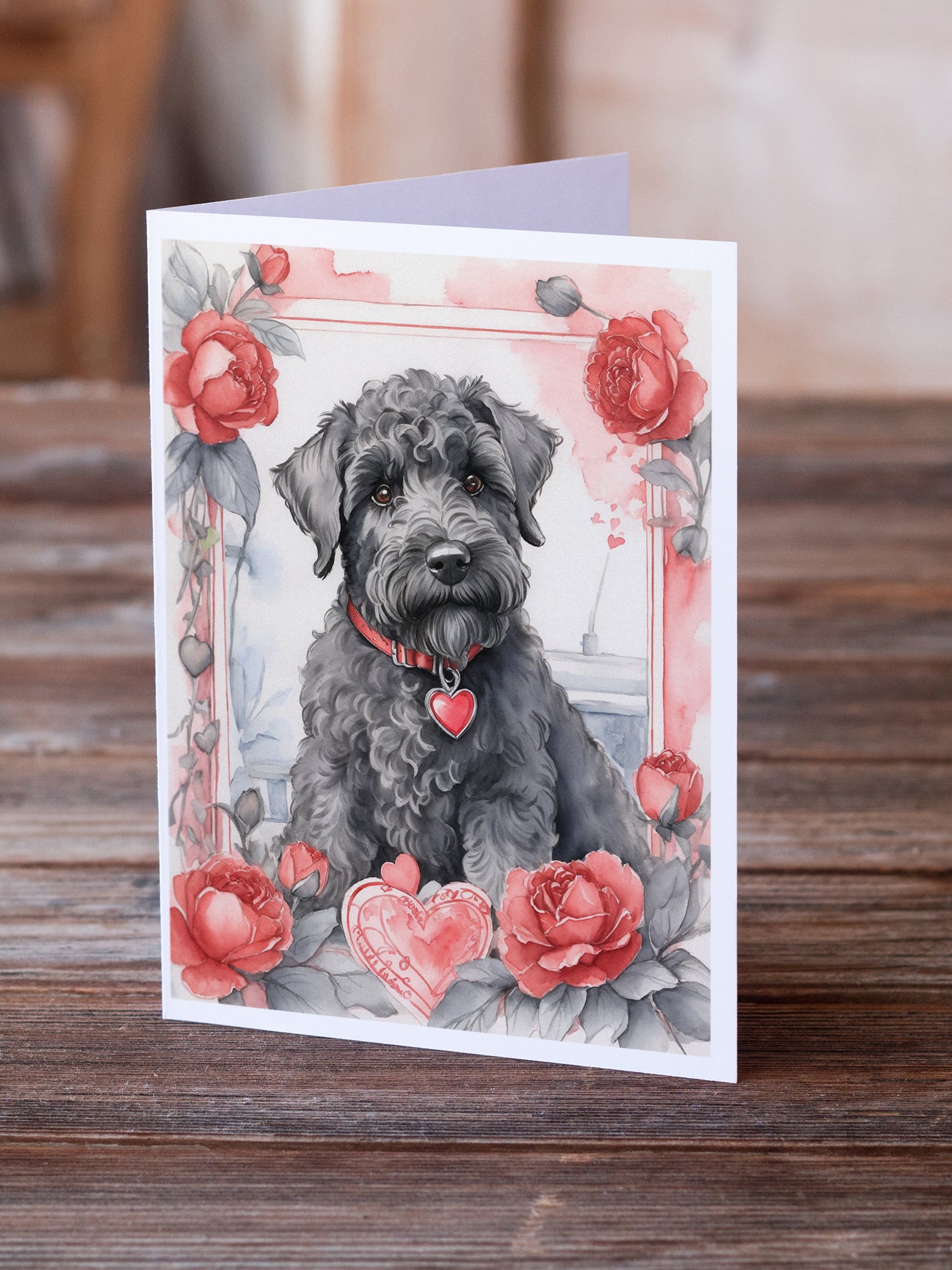 Buy this Kerry Blue Terrier Valentine Roses Greeting Cards Pack of 8