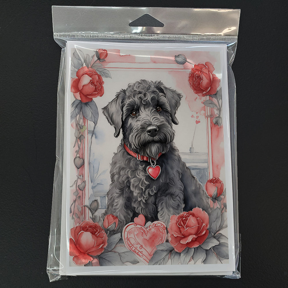 Kerry Blue Terrier Valentine Roses Greeting Cards Pack of 8