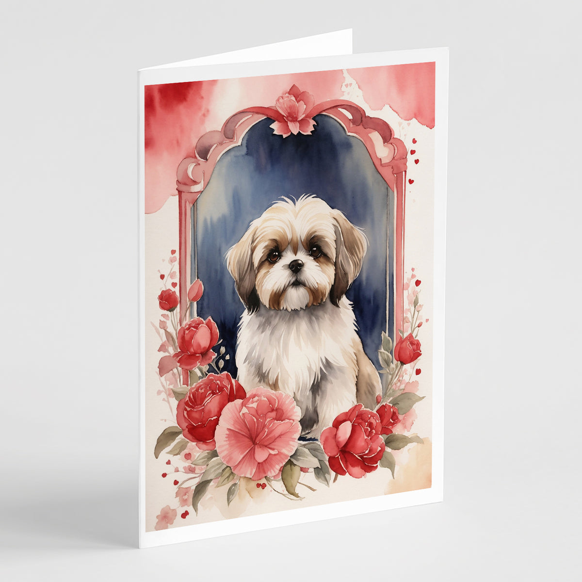 Buy this Lhasa Apso Valentine Roses Greeting Cards Pack of 8