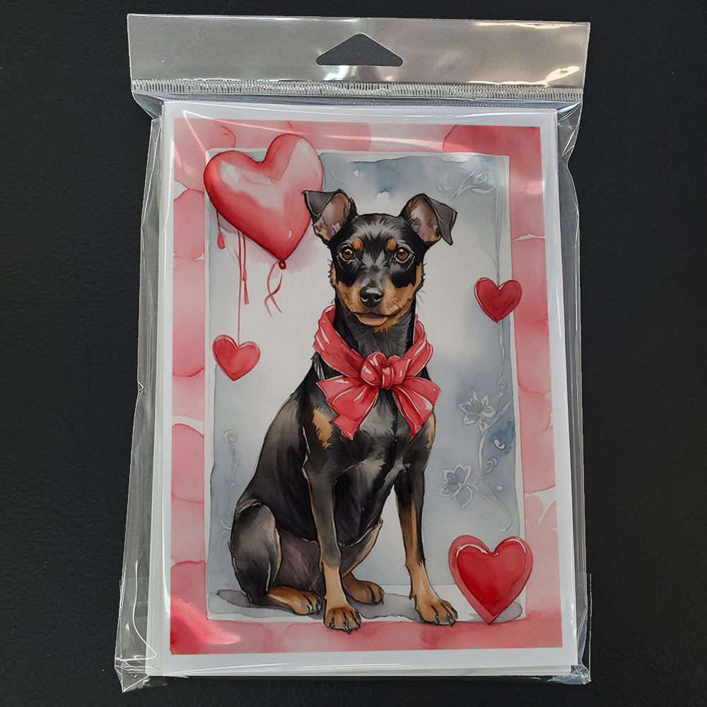 Manchester Terrier Valentine Roses Greeting Cards Pack of 8