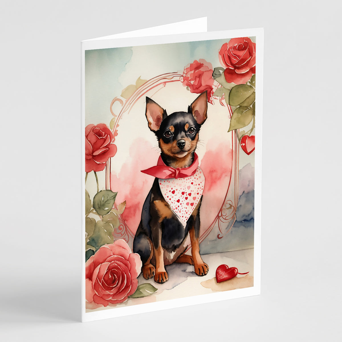Buy this Miniature Pinscher Valentine Roses Greeting Cards Pack of 8