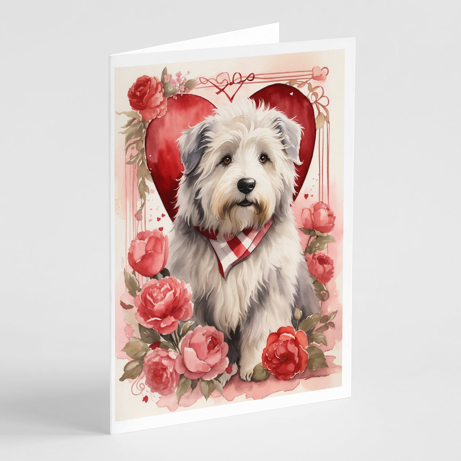 Buy this Old English Sheepdog Valentine Roses Greeting Cards Pack of 8