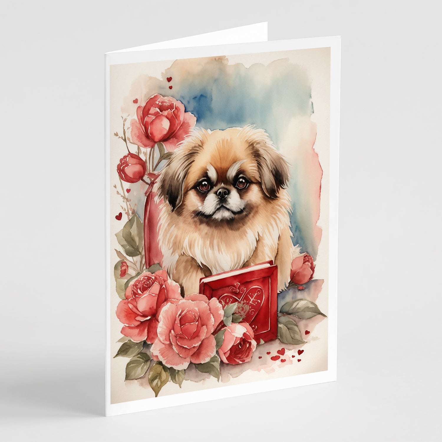 Buy this Pekingese Valentine Roses Greeting Cards Pack of 8