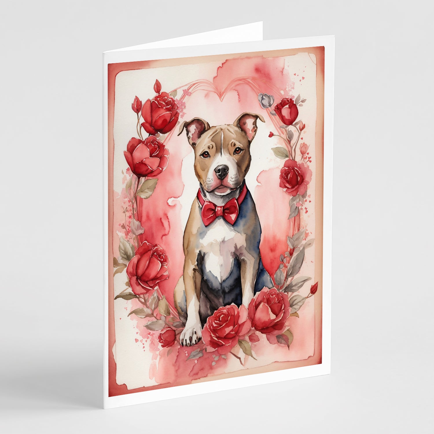 Buy this Pit Bull Terrier Valentine Roses Greeting Cards Pack of 8