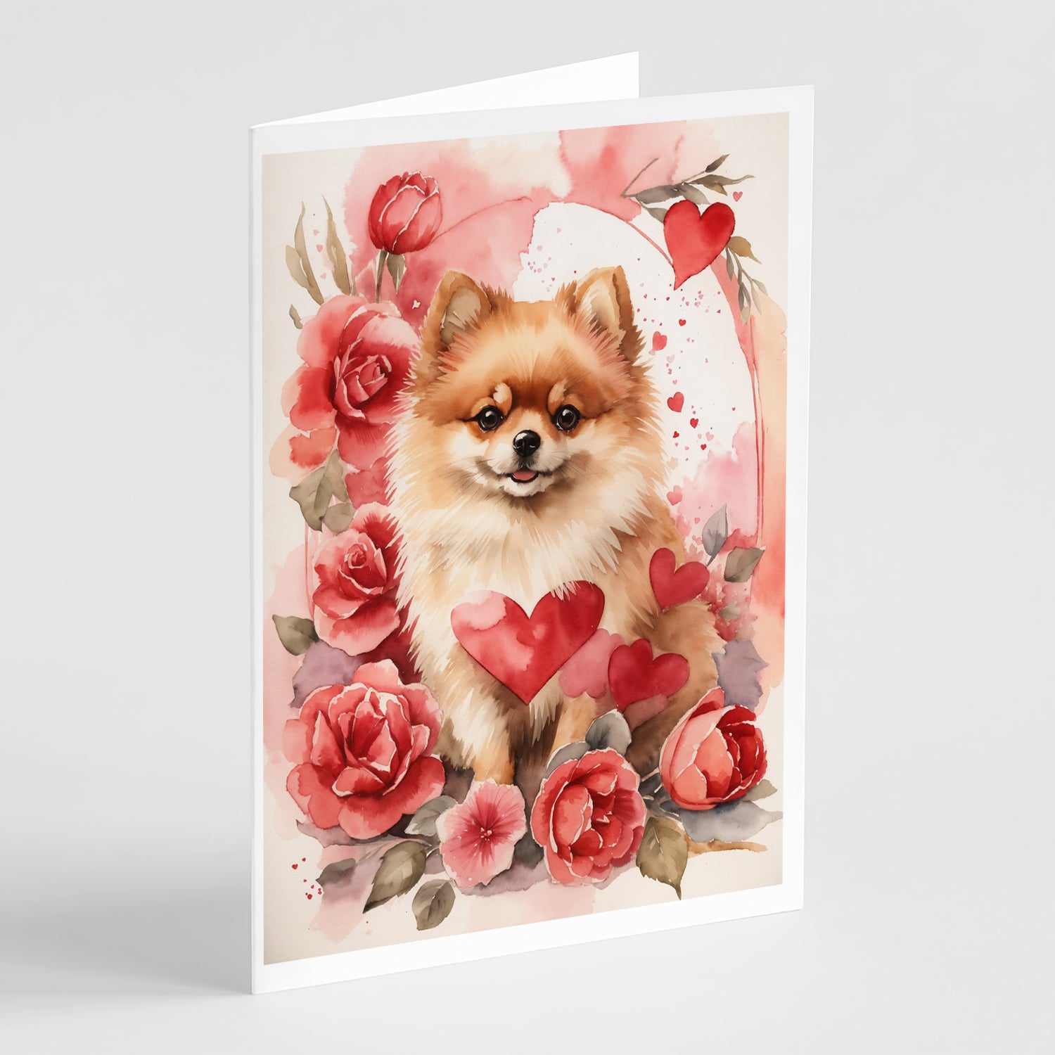 Buy this Pomeranian Valentine Roses Greeting Cards Pack of 8