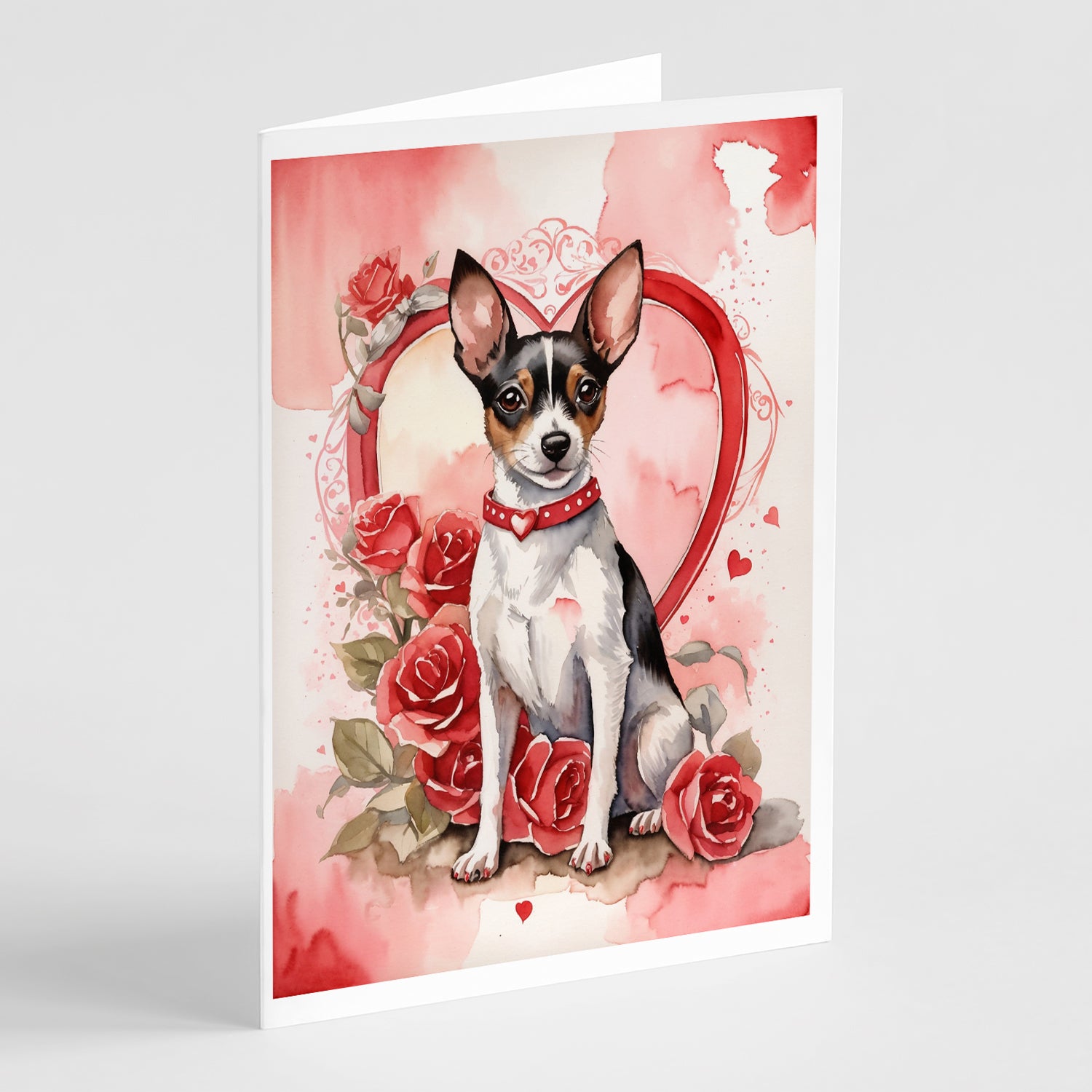 Buy this Rat Terrier Valentine Roses Greeting Cards Pack of 8