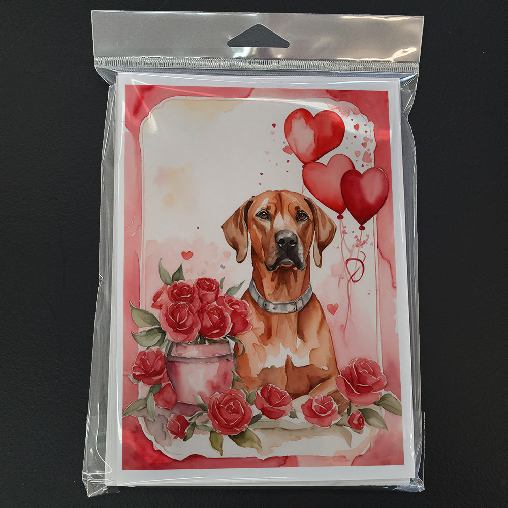 Rhodesian Ridgeback Valentine Roses Greeting Cards Pack of 8