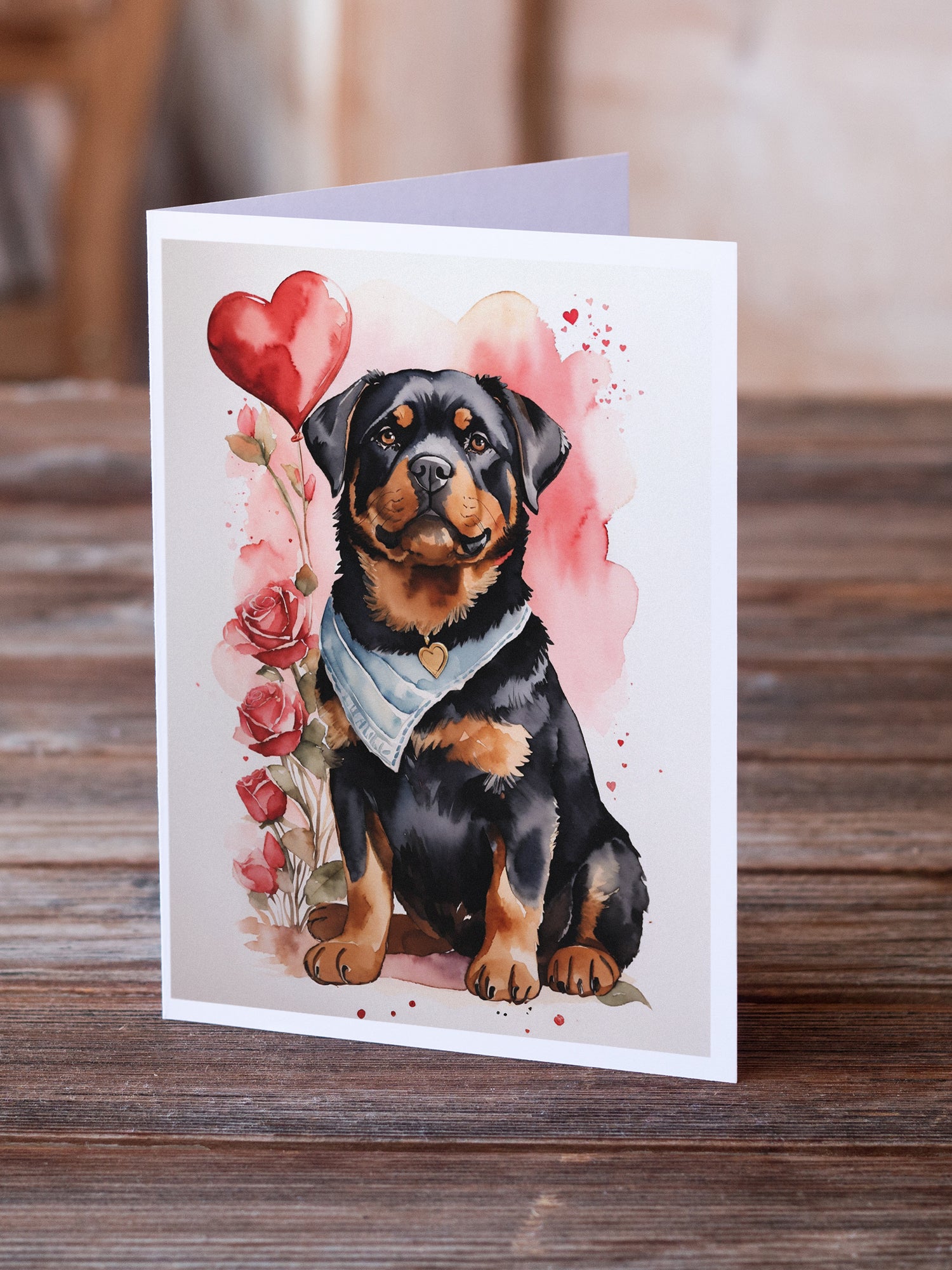 Buy this Rottweiler Valentine Roses Greeting Cards Pack of 8