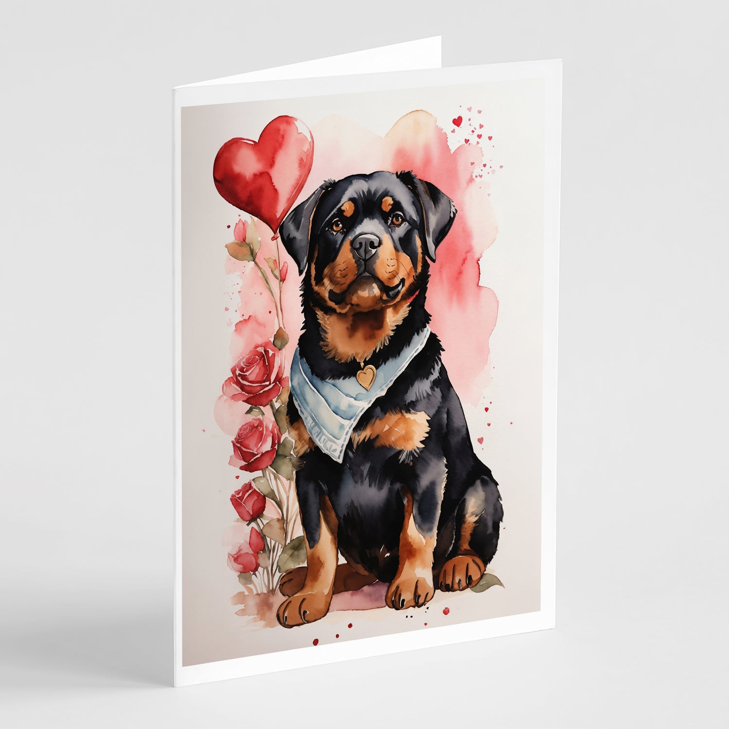 Buy this Rottweiler Valentine Roses Greeting Cards Pack of 8