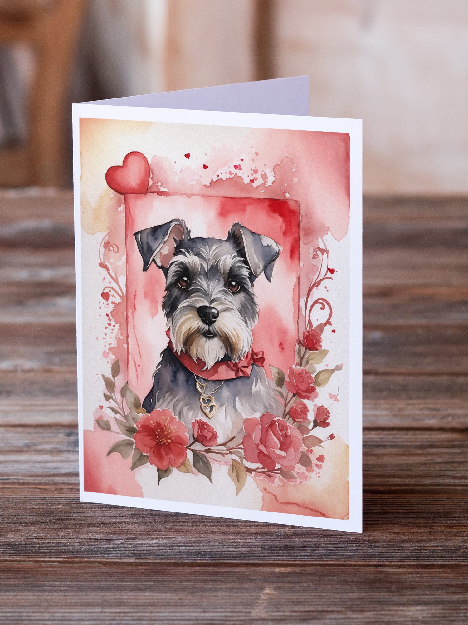 Buy this Schnauzer Valentine Roses Greeting Cards Pack of 8