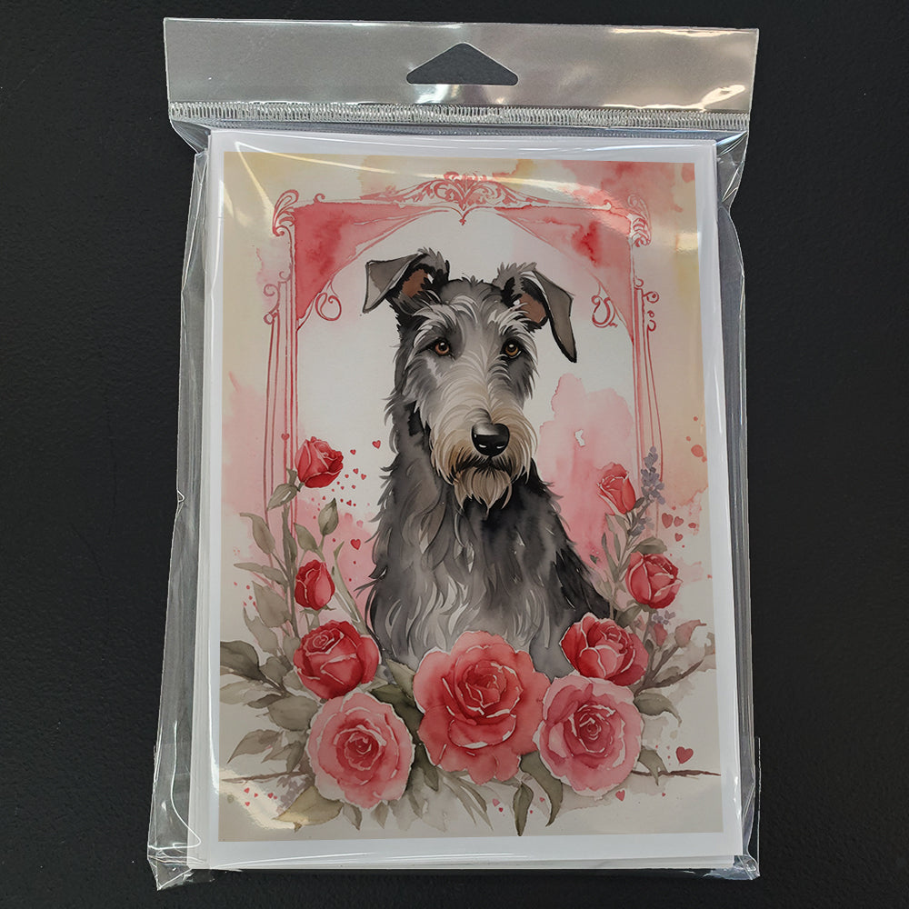 Scottish Deerhound Valentine Roses Greeting Cards Pack of 8