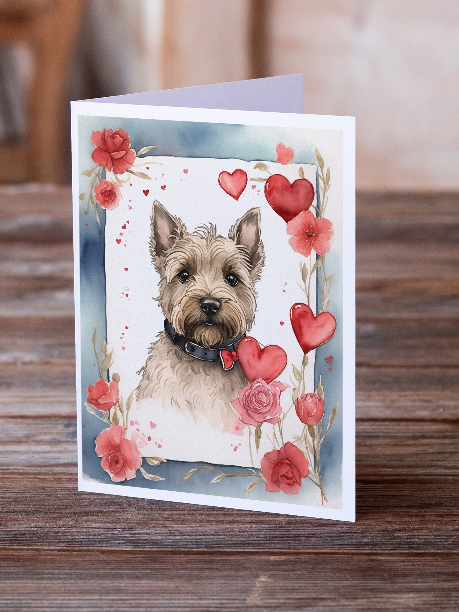 Scottish Terrier Valentine Roses Greeting Cards Pack of 8