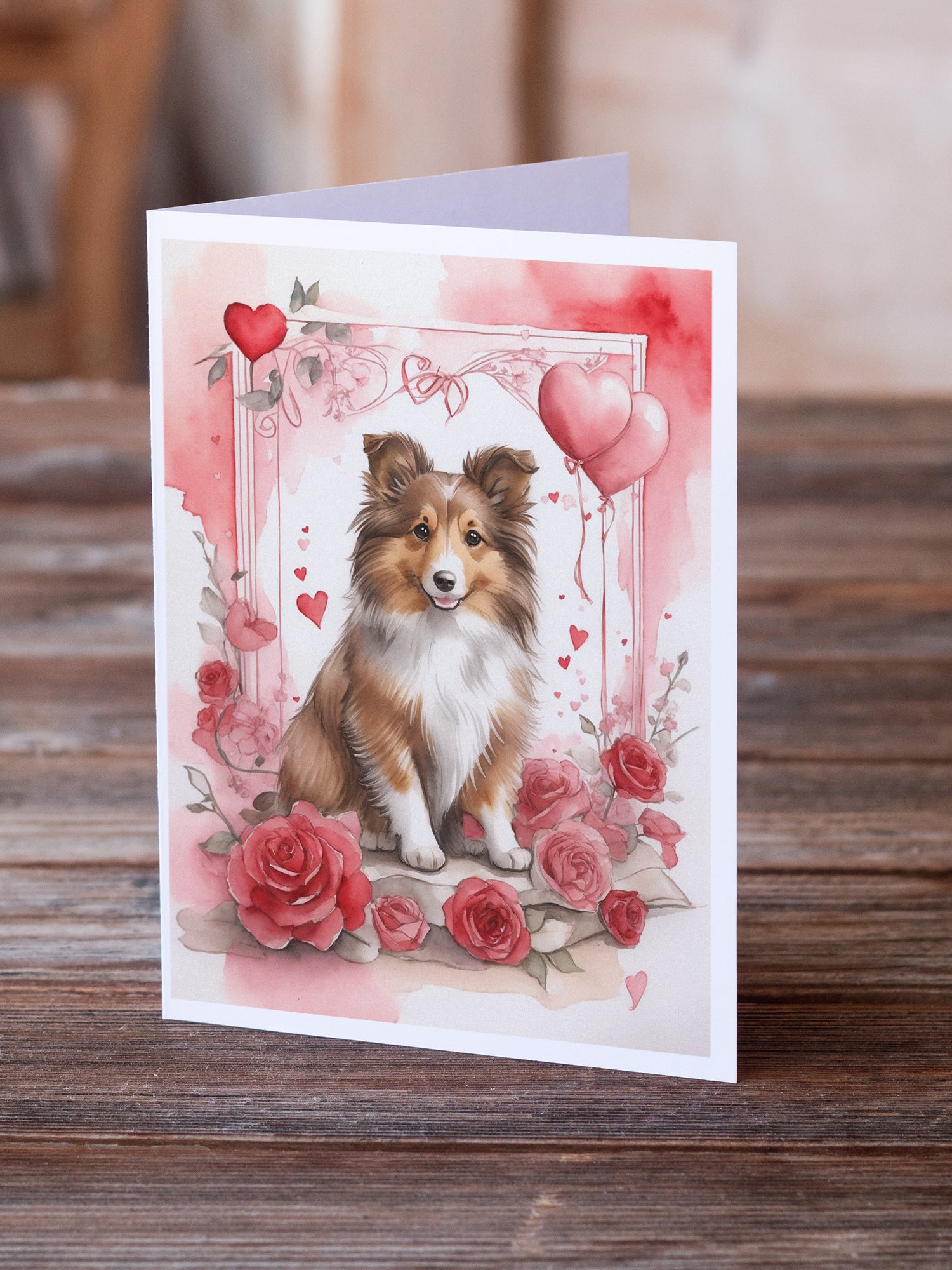 Buy this Sheltie Valentine Roses Greeting Cards Pack of 8
