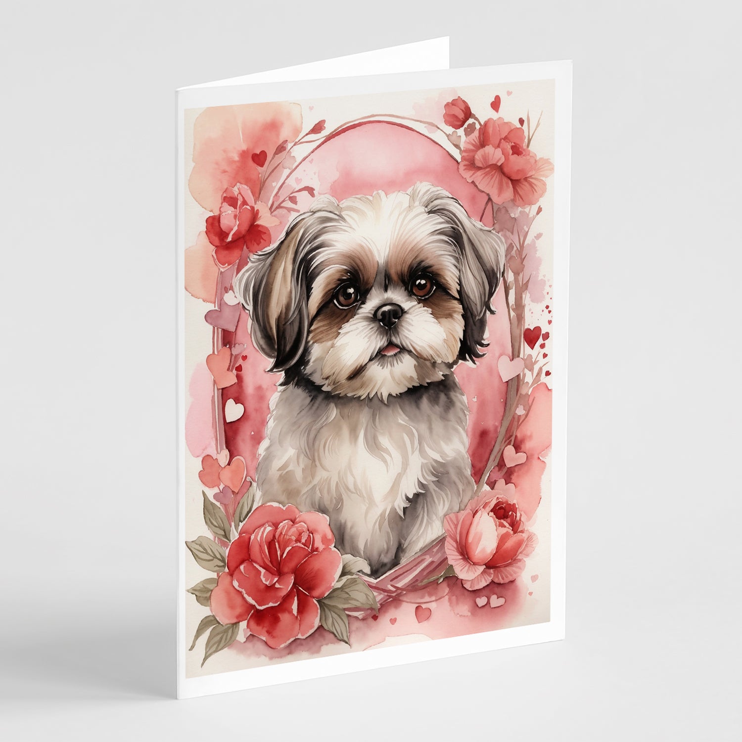 Buy this Shih Tzu Valentine Roses Greeting Cards Pack of 8