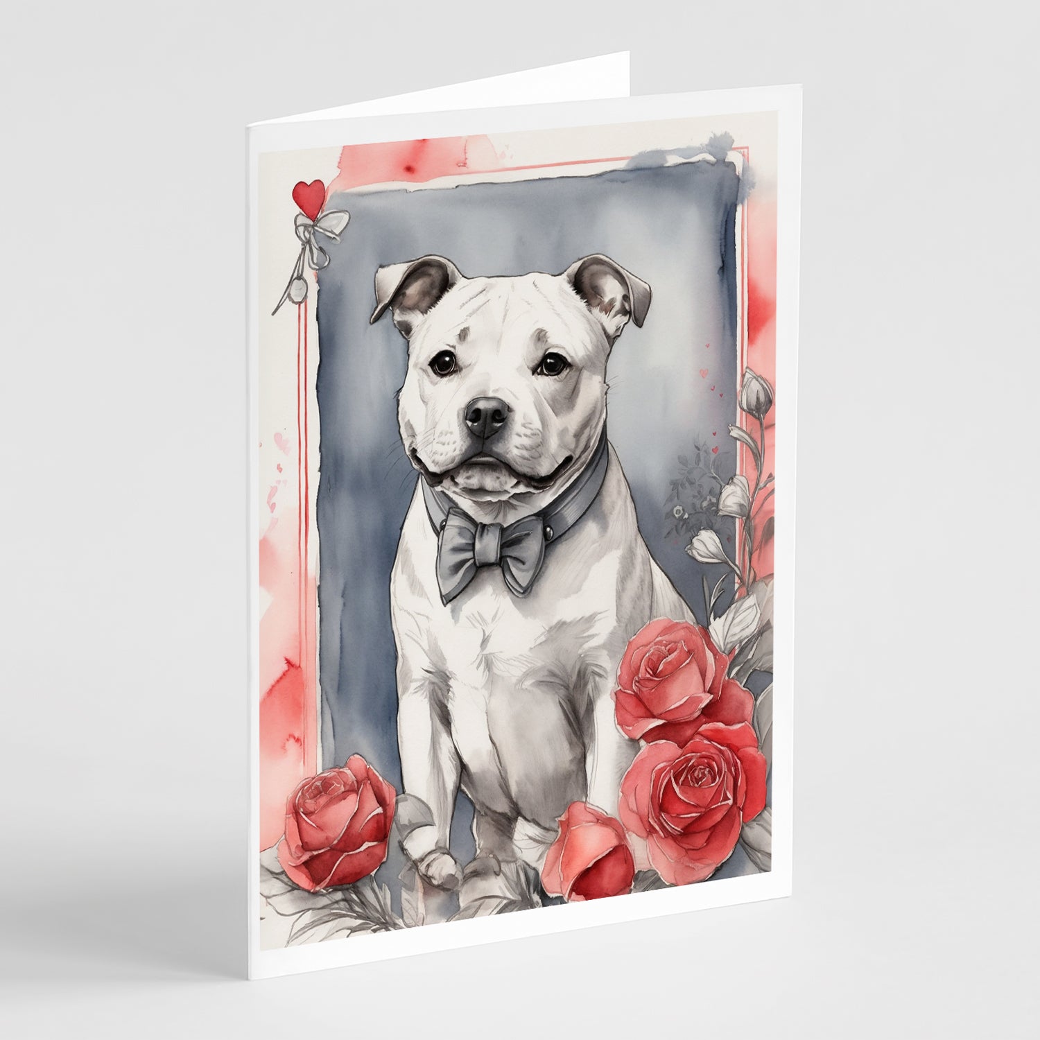 Buy this Staffordshire Bull Terrier Valentine Roses Greeting Cards Pack of 8