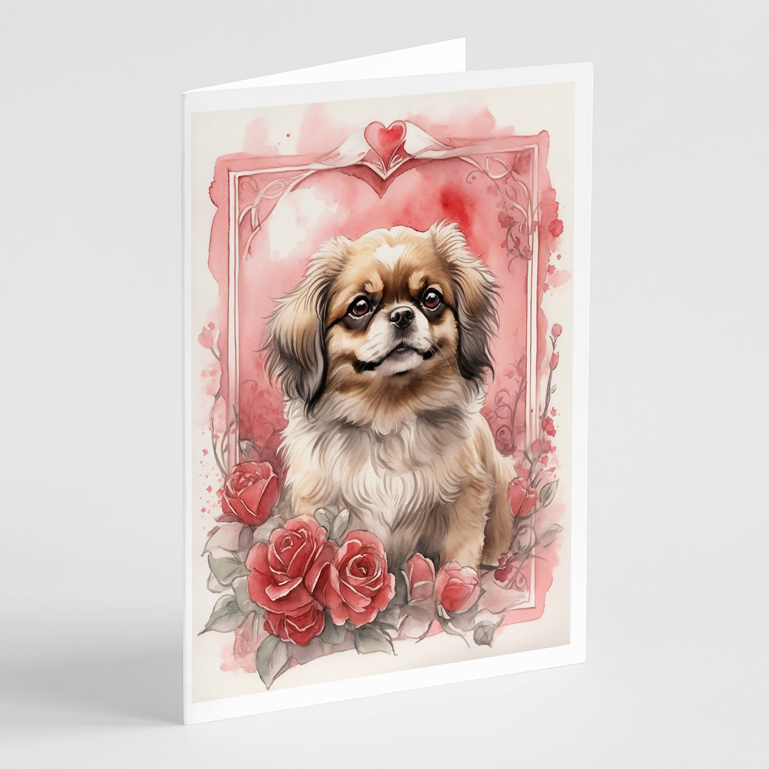 Buy this Tibetan Spaniel Valentine Roses Greeting Cards Pack of 8