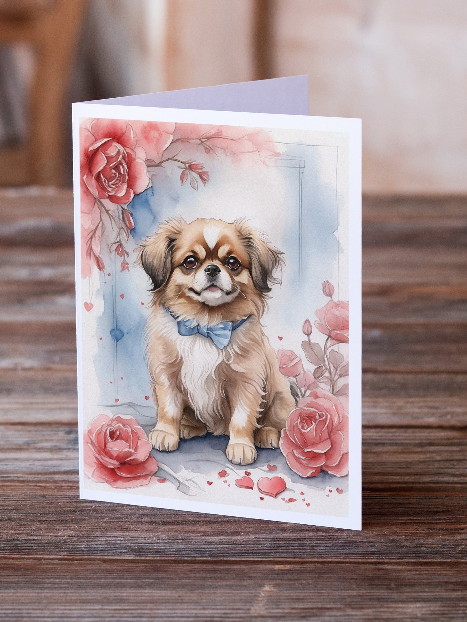 Buy this Tibetan Spaniel Valentine Roses Greeting Cards Pack of 8