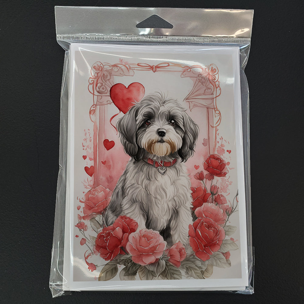 Tibetan Terrier Valentine Roses Greeting Cards Pack of 8