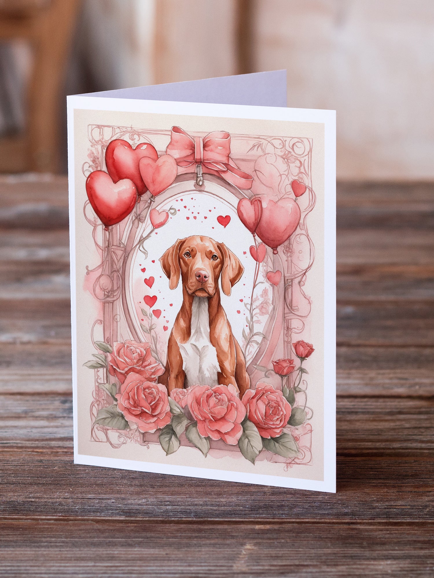 Buy this Vizsla Valentine Roses Greeting Cards Pack of 8