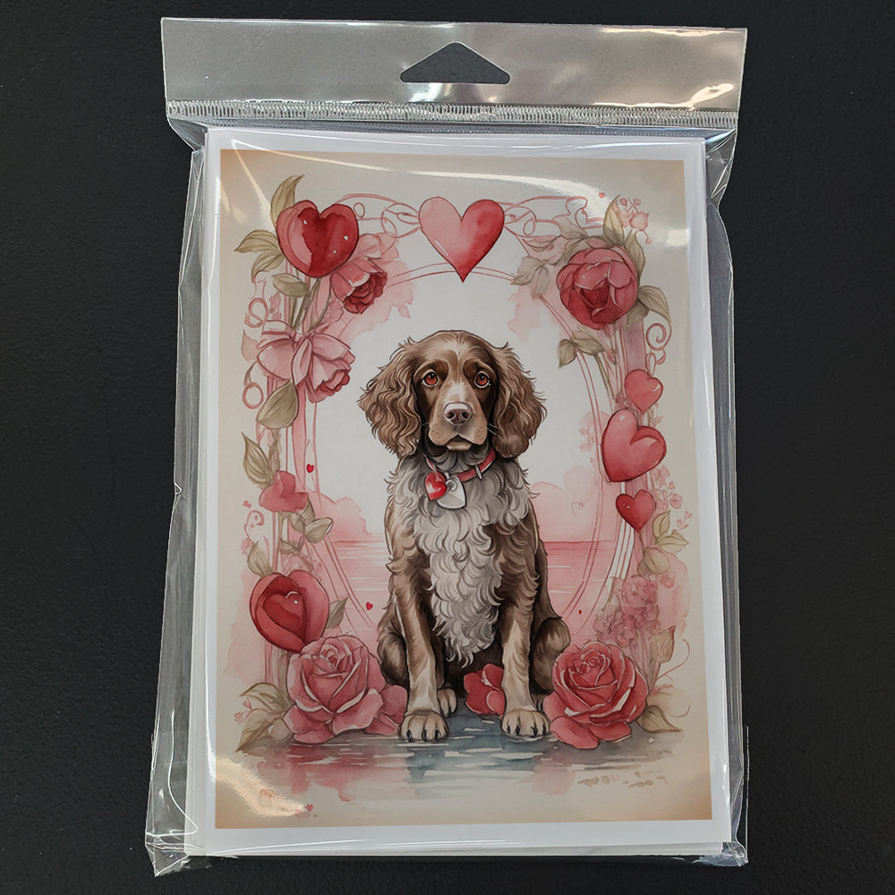 Water Spaniel Valentine Roses Greeting Cards Pack of 8