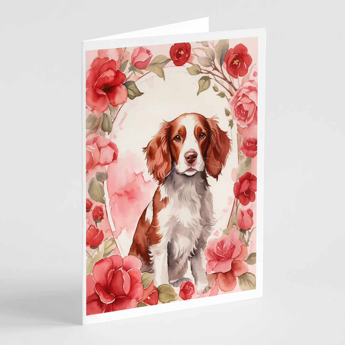 Buy this Welsh Springer Spaniel Valentine Roses Greeting Cards Pack of 8