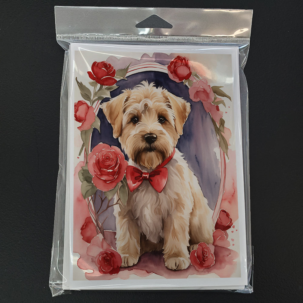 Wheaten Terrier Valentine Roses Greeting Cards Pack of 8